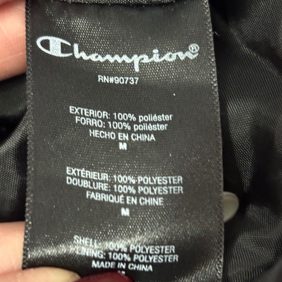 Champion Puffer Vest Mens M Black Full Zip Logo Quilted Athletic Outerwear - Picture 10 of 14